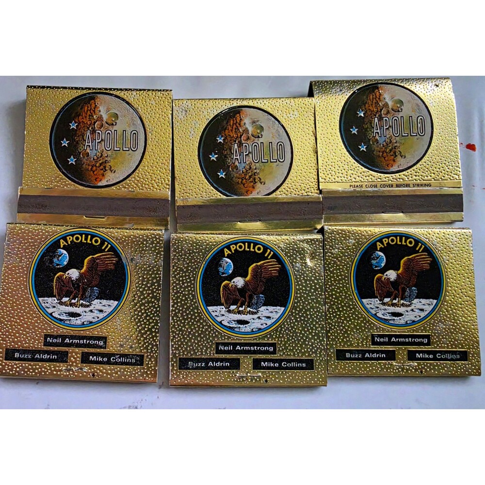 Vintage Apollo 11 Matchbooks Lot of 6 Universal Match Miami Armstrong Aldrin